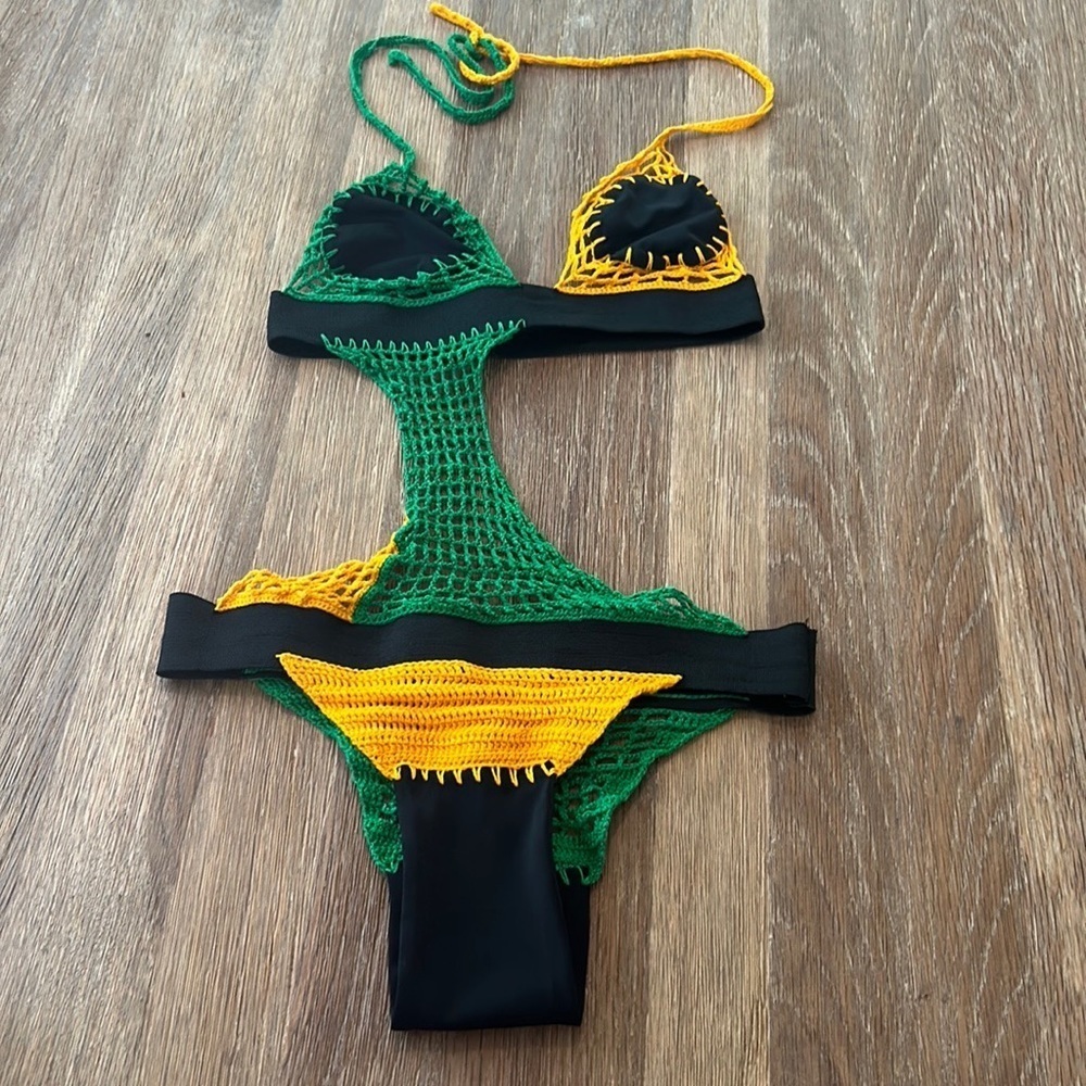 💚Jamaica crochet one piece swim suit size S